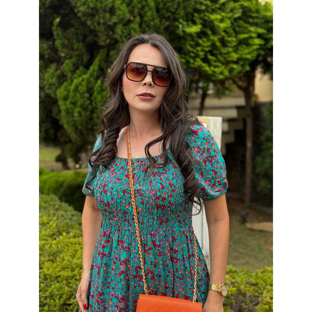 Vestido Alicia Verde Agua Liberty - Ihuly kaufmann