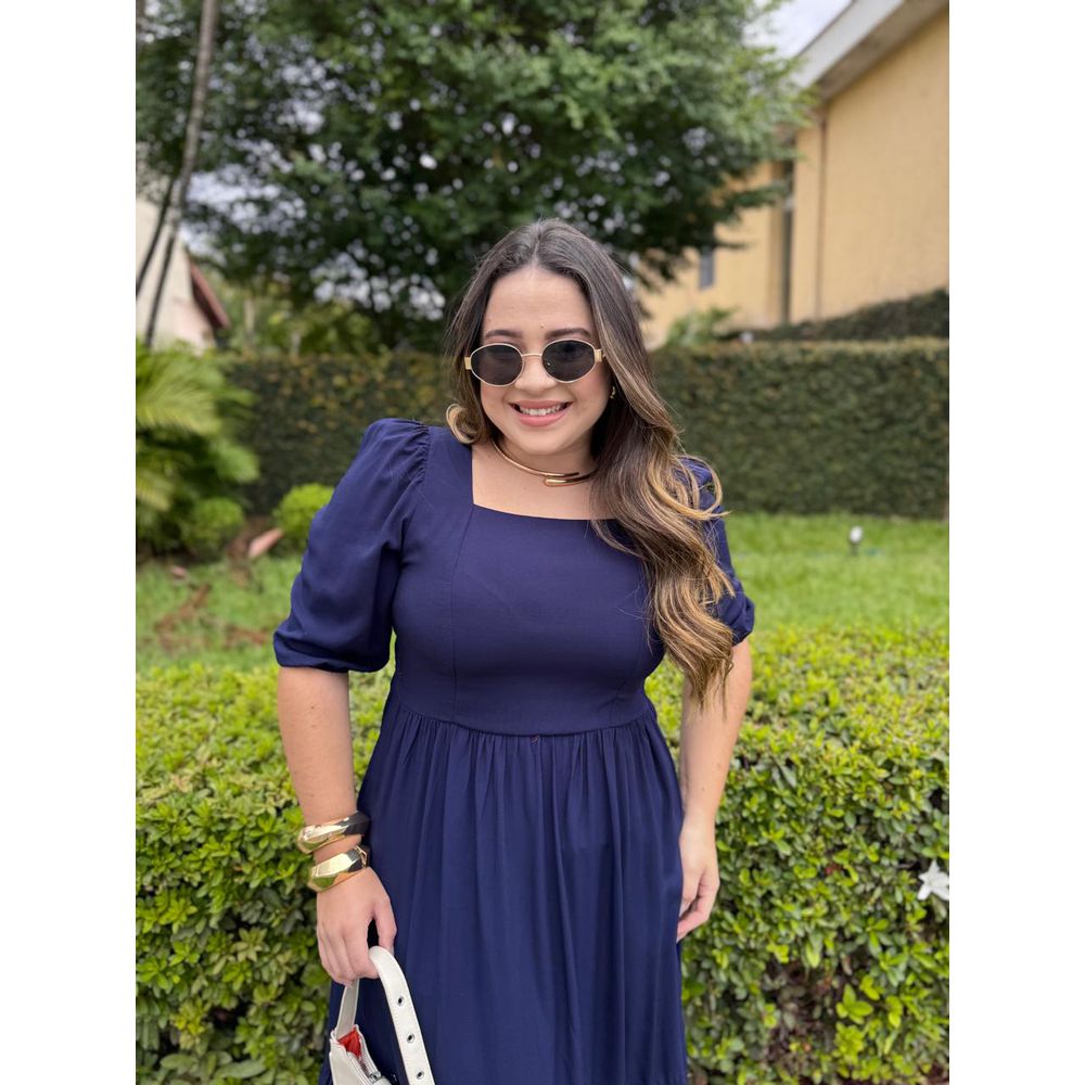 Vestido Rebeca Azul Marinho - Ihuly kaufmann