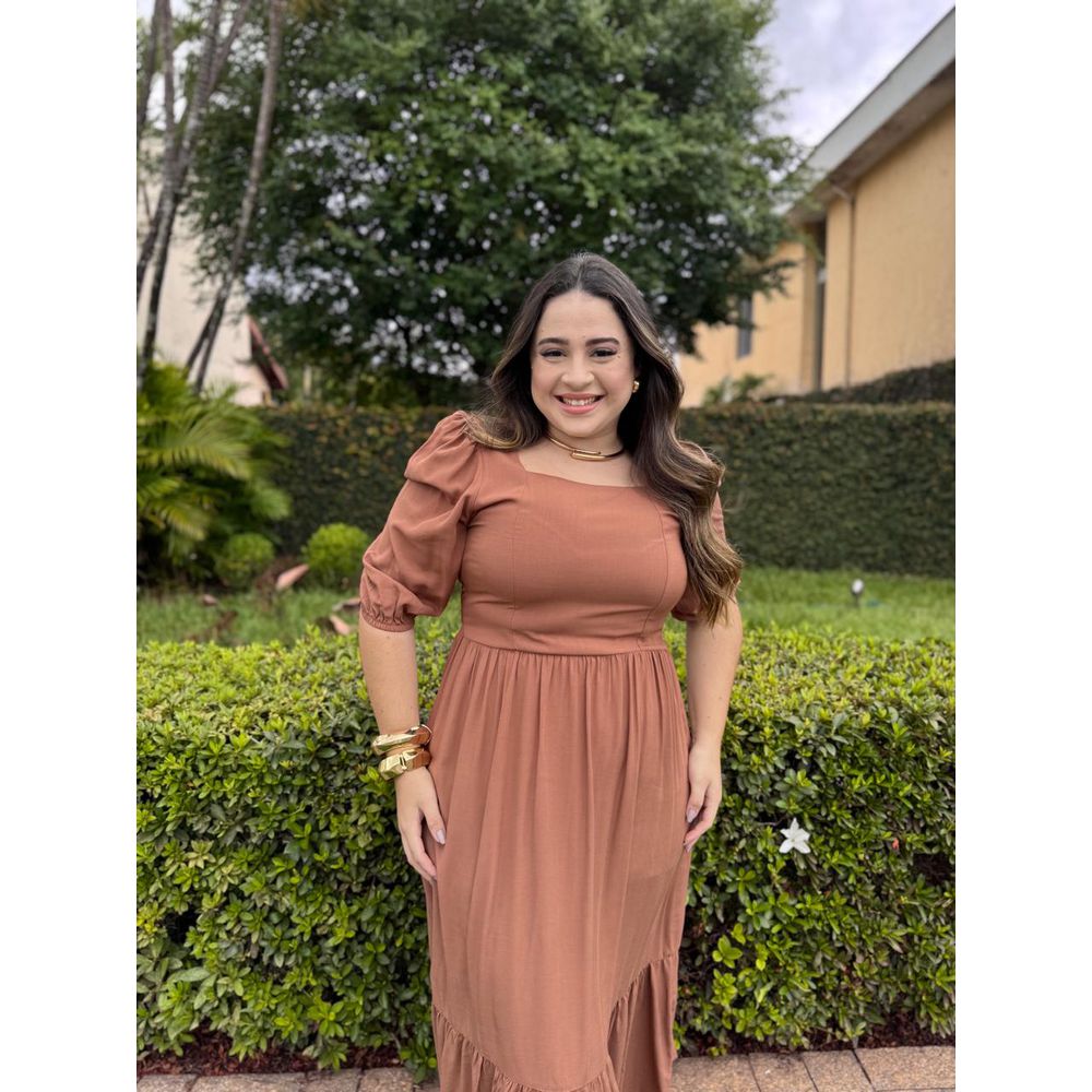 Vestido Rebeca Marrom - Ihuly kaufmann