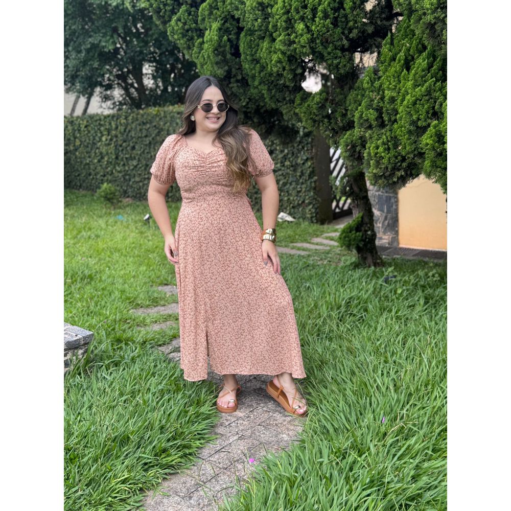 Vestido Nataly Bege Liberty Plus - Ihuly kaufmann