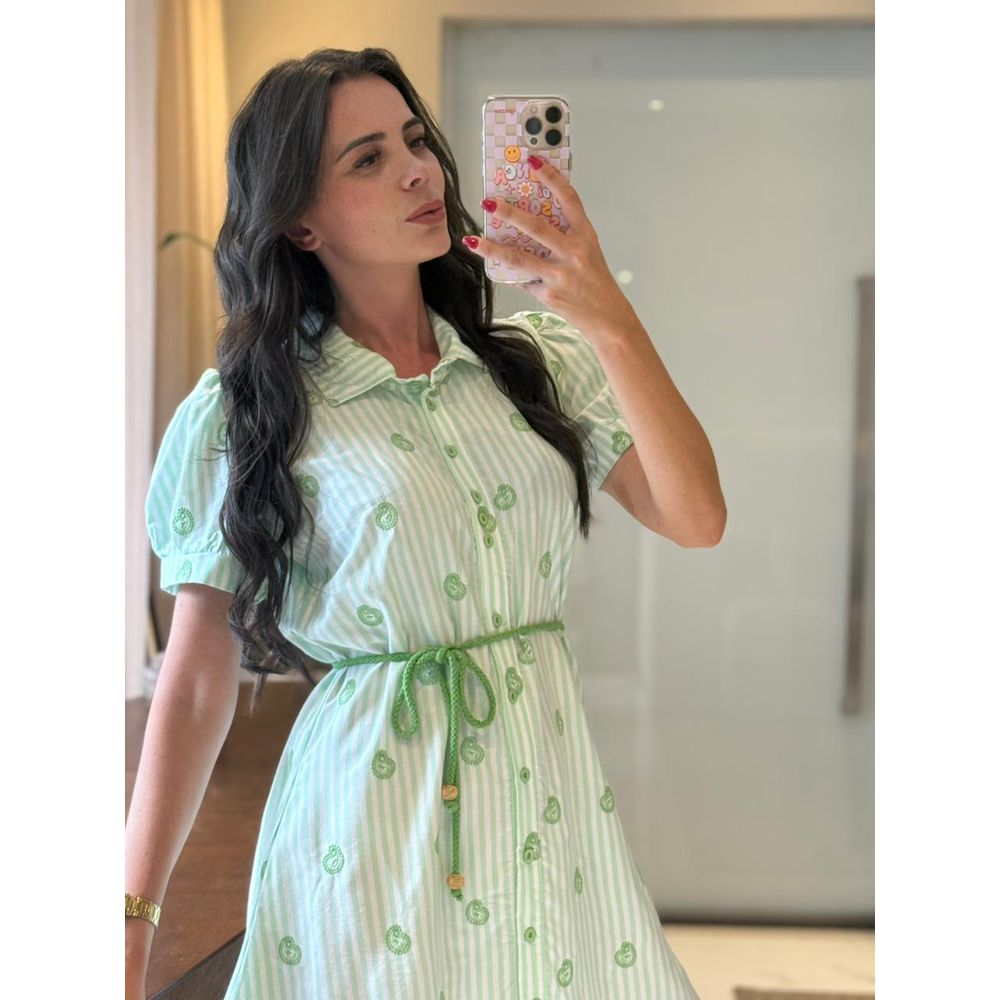 Chemise Olivia Verde Listrado - Ihuly kaufmann