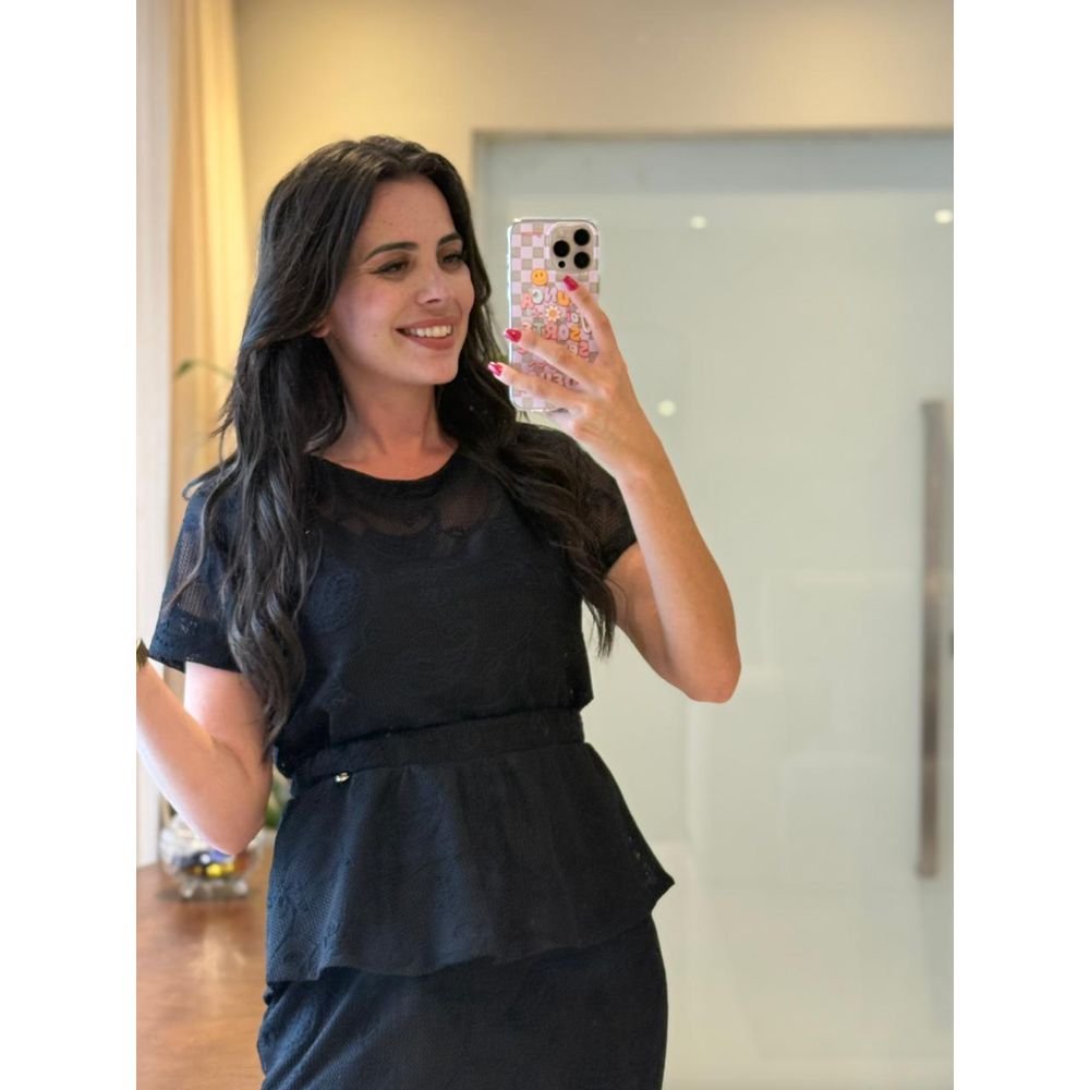 Conjunto Joice Preto Bordado - Ihuly kaufmann