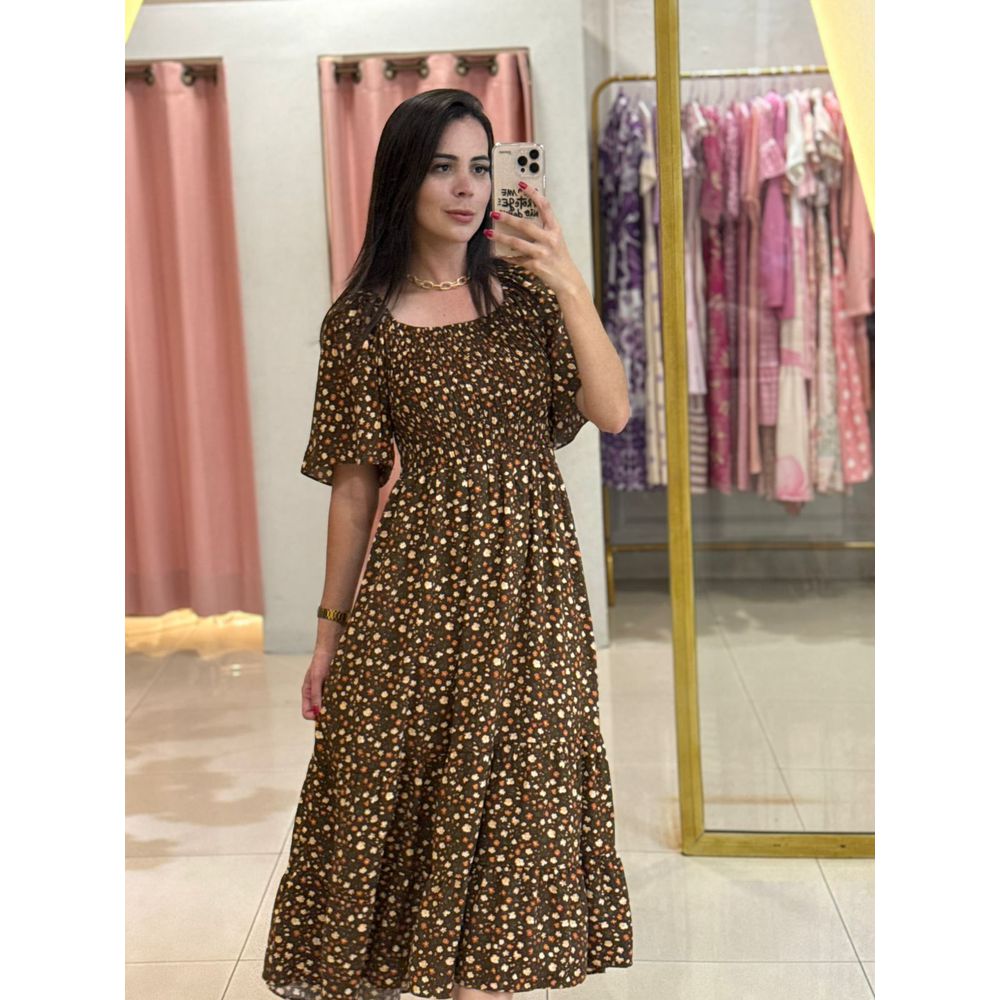 Vestido Mayara Marrom Liberty - Ihuly kaufmann