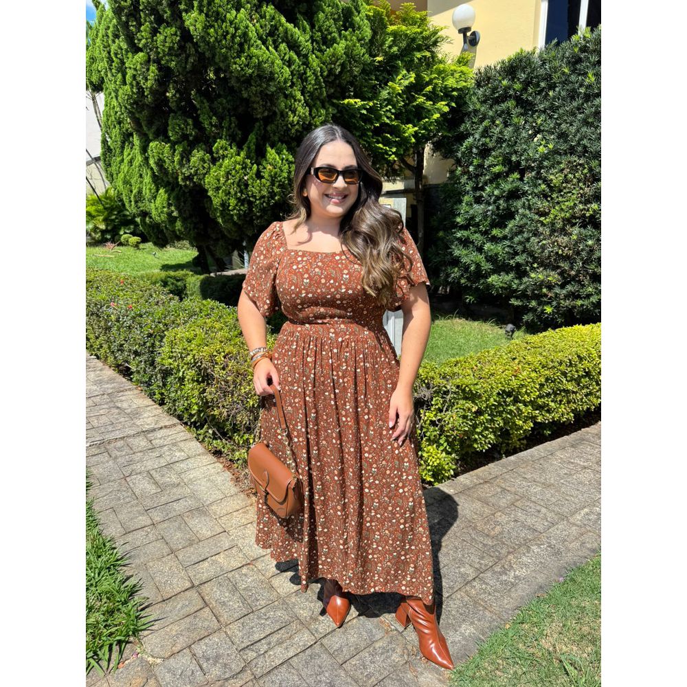 Vestido Cloe Marrom Liberty Plus - Ihuly kaufmann