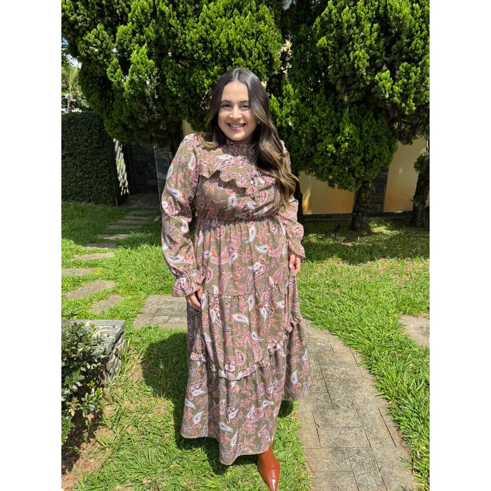 Vestido Helena Verde Estampado - Ihuly kaufmann