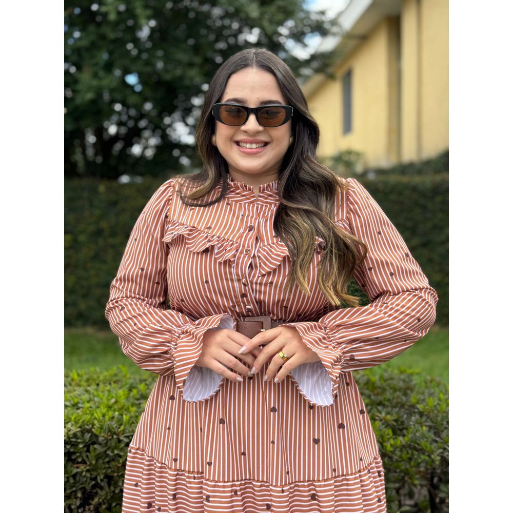 Vestido Helena Marrom Plus - Ihuly kaufmann