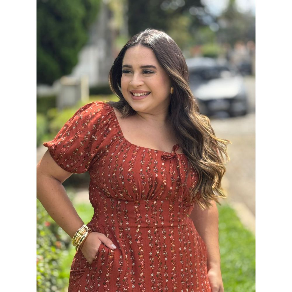 Vestido Michele Terracota Liberty - Ihuly kaufmann