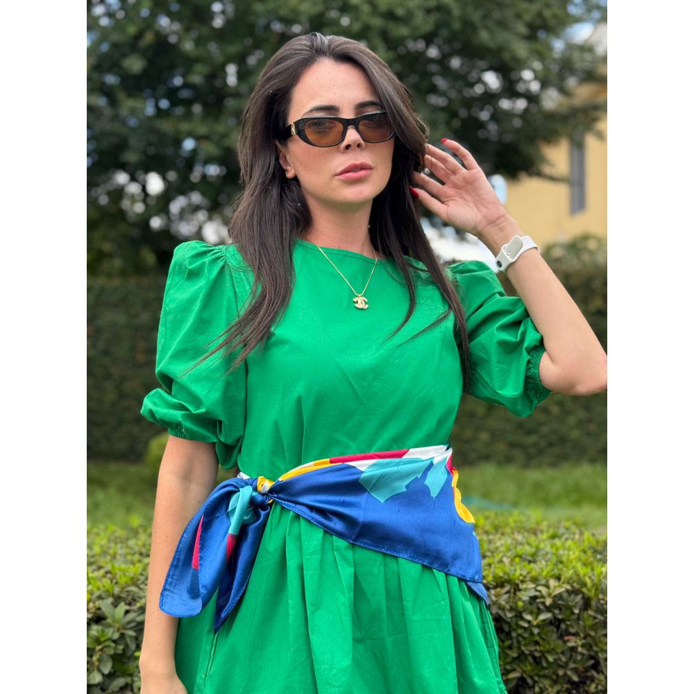 Vestido Bia Verde Tricoline - Ihuly kaufmann
