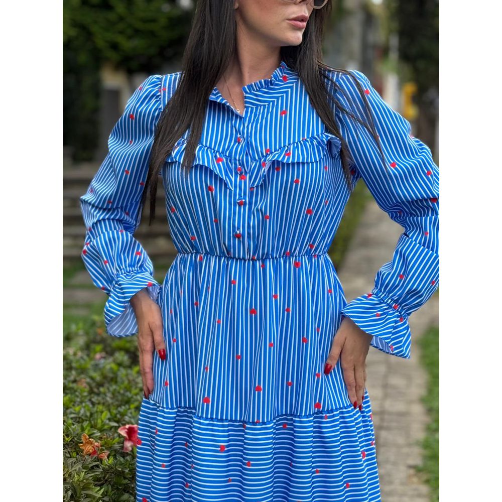 Vestido Helena Azul Plus - Ihuly kaufmann