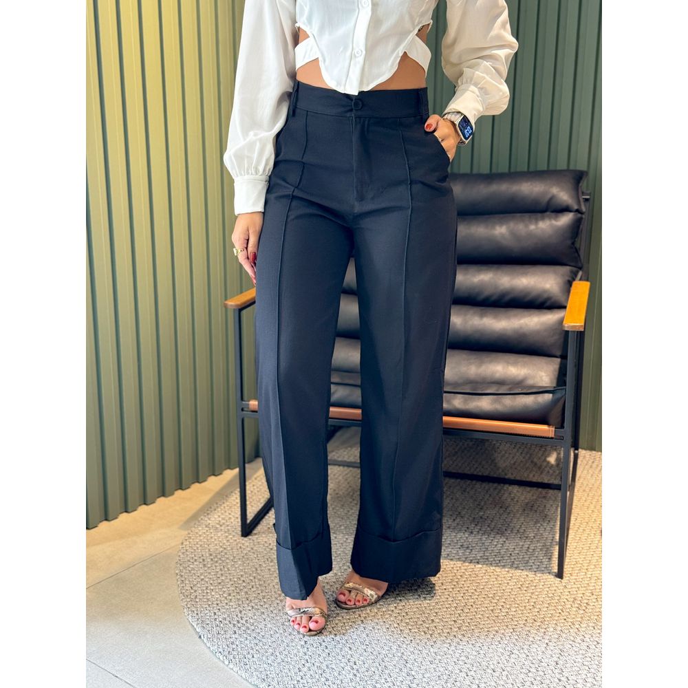 CALÇA ALINE PANTALONA BARRA PRETO