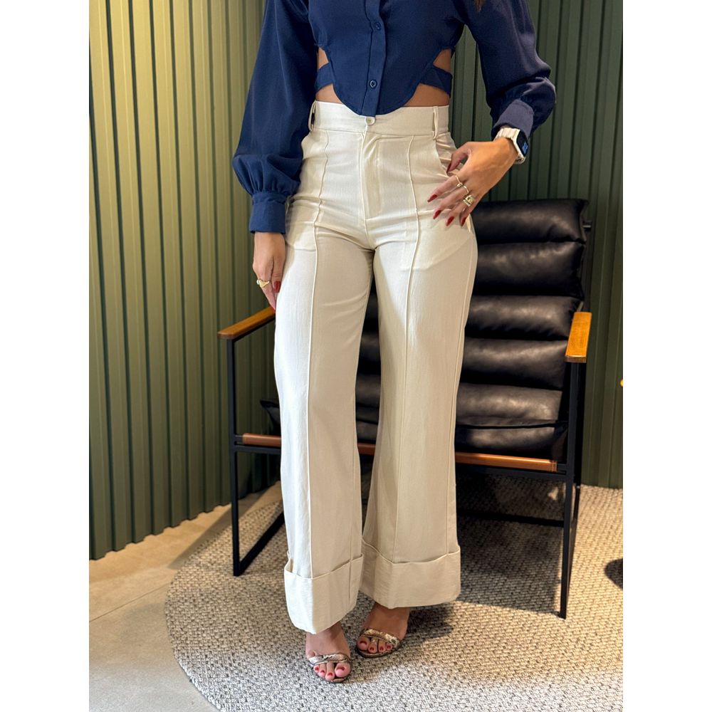 CALÇA ALINE PANTALONA BARRA AREIA
