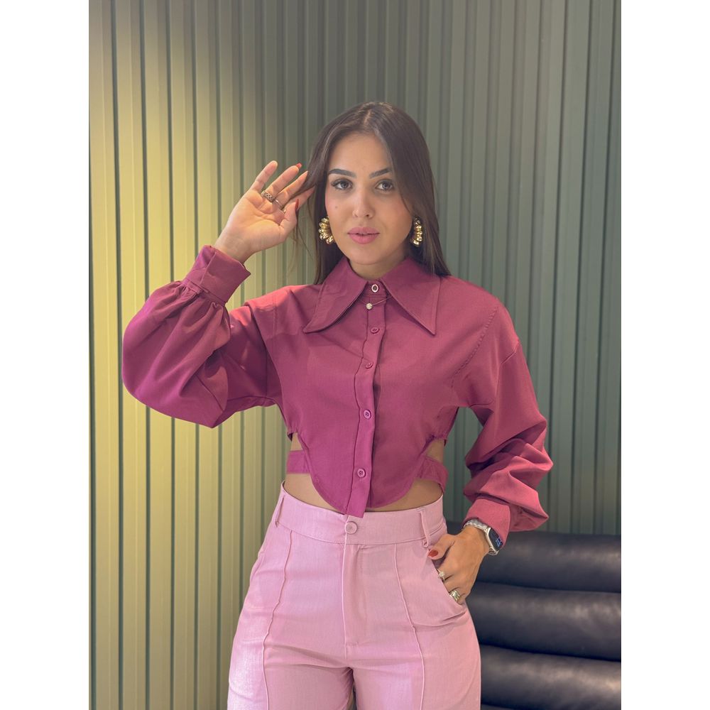 CROPPED CAMISA ZARA UVA