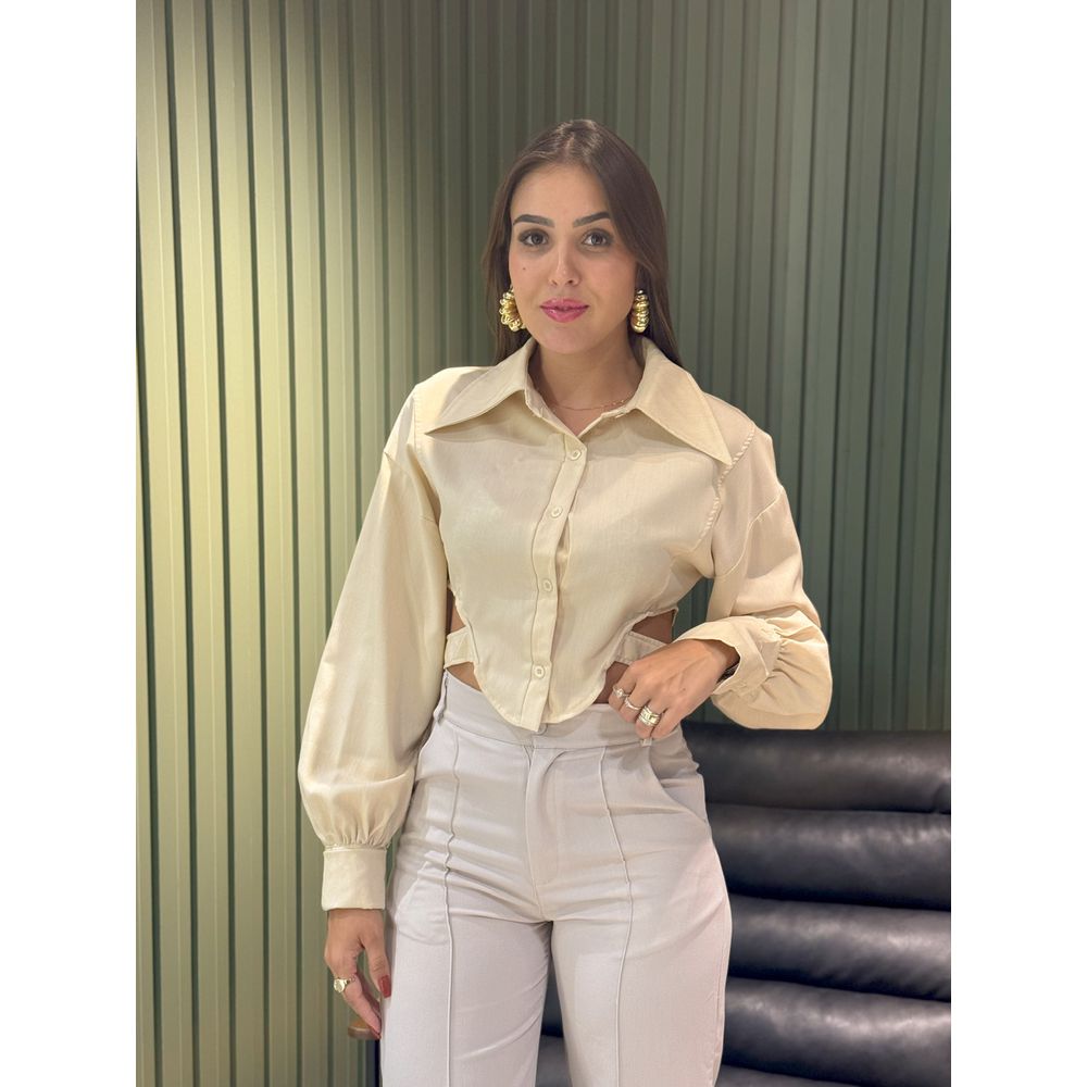 CROPPED CAMISA ZARA AREIA