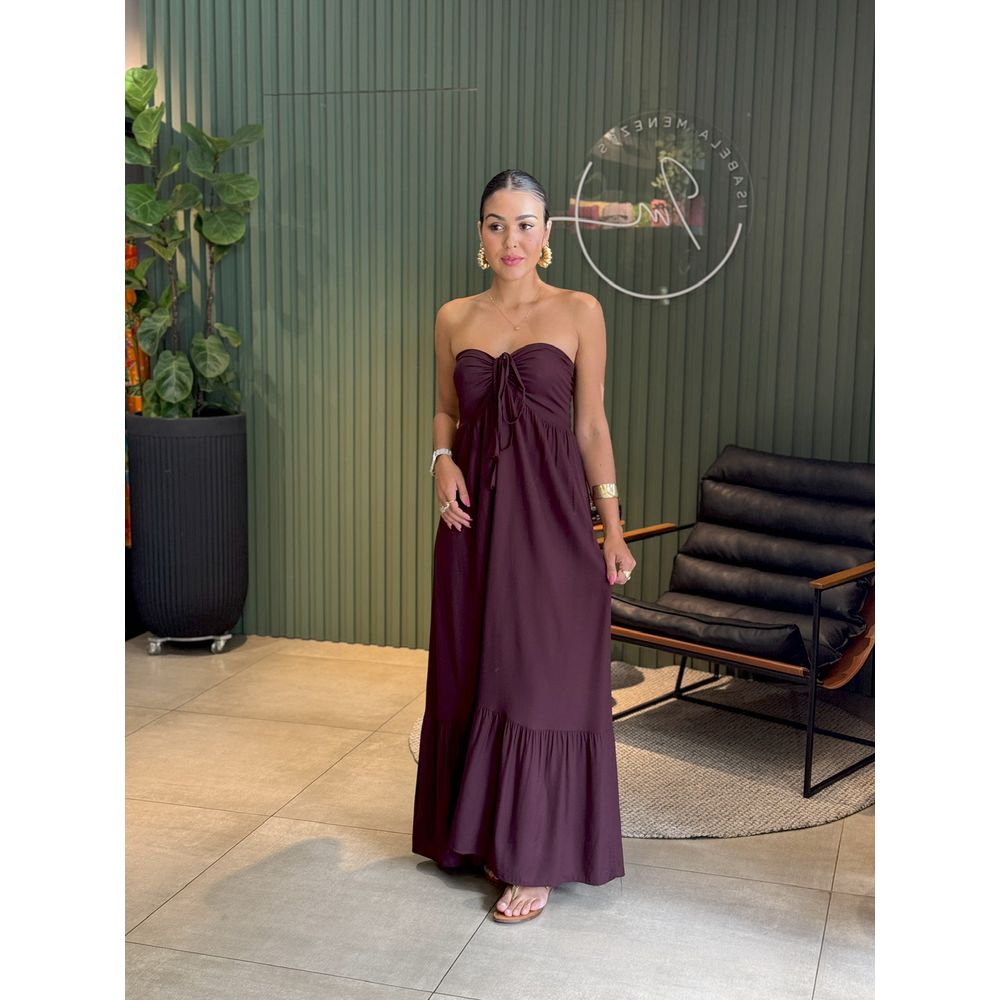 VESTIDO LONGO TALIA MARROM