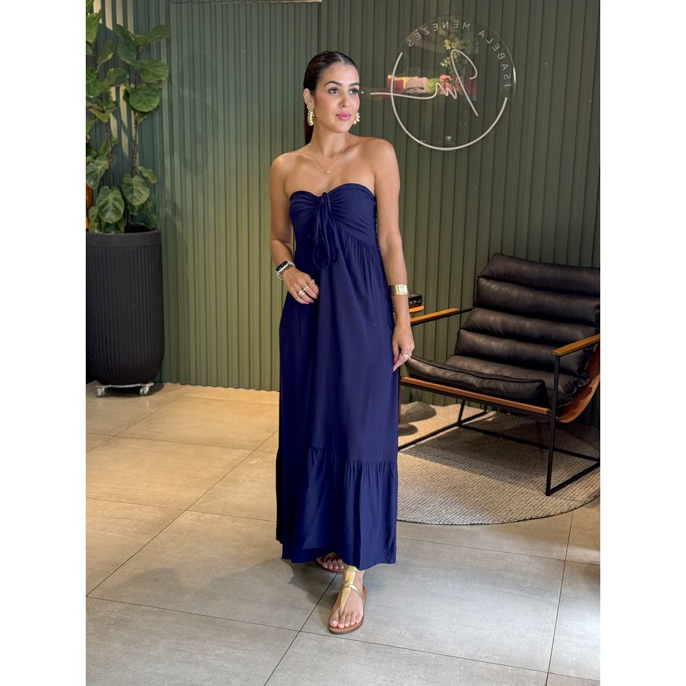 VESTIDO LONGO TALIA AZUL MARINHO