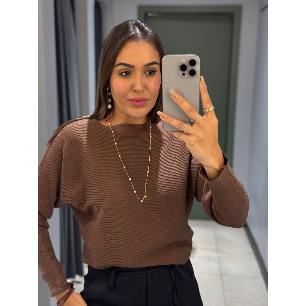 BLUSA ELIANA TRICOT MARROM