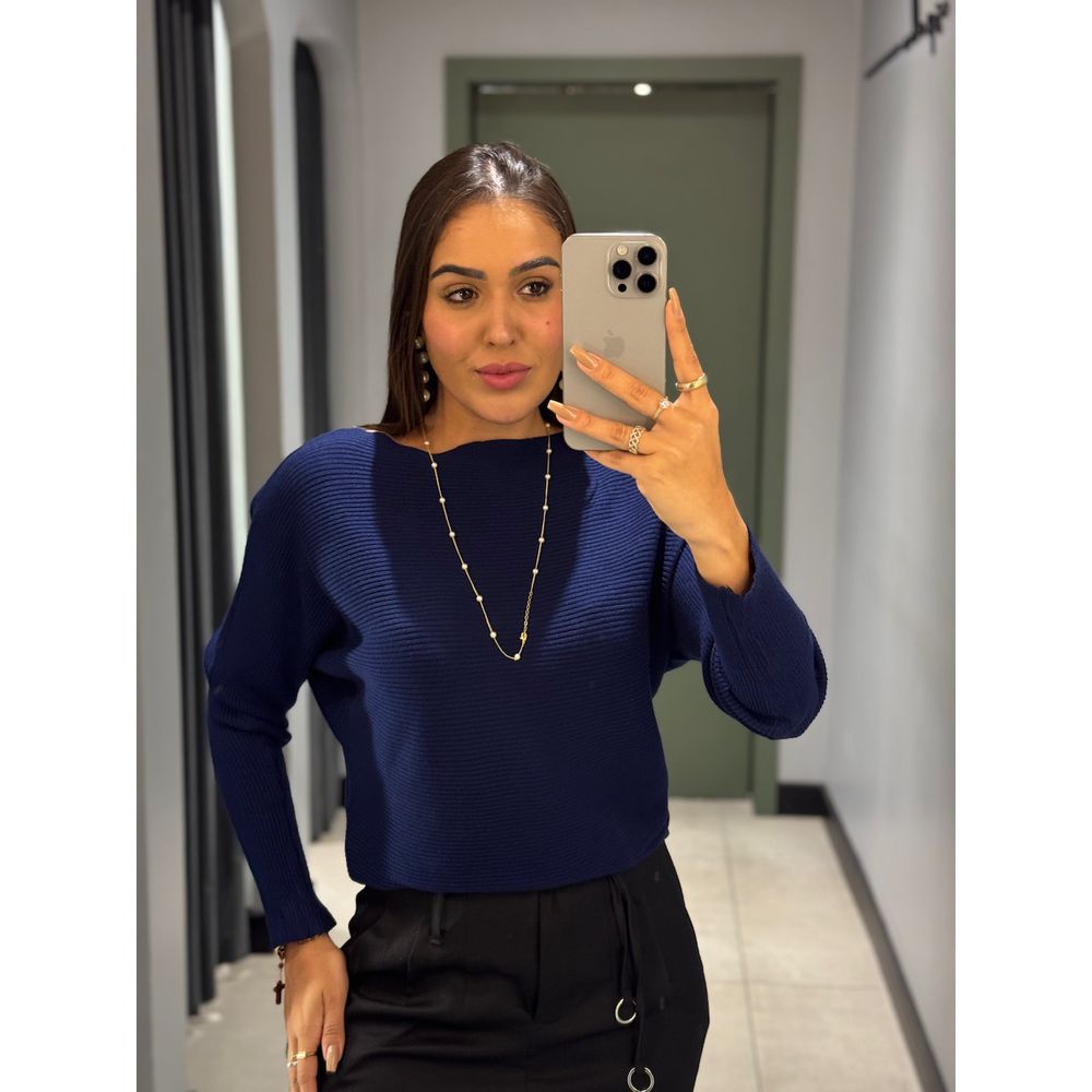 BLUSA ELIANA TRICOT AZUL MARINHO