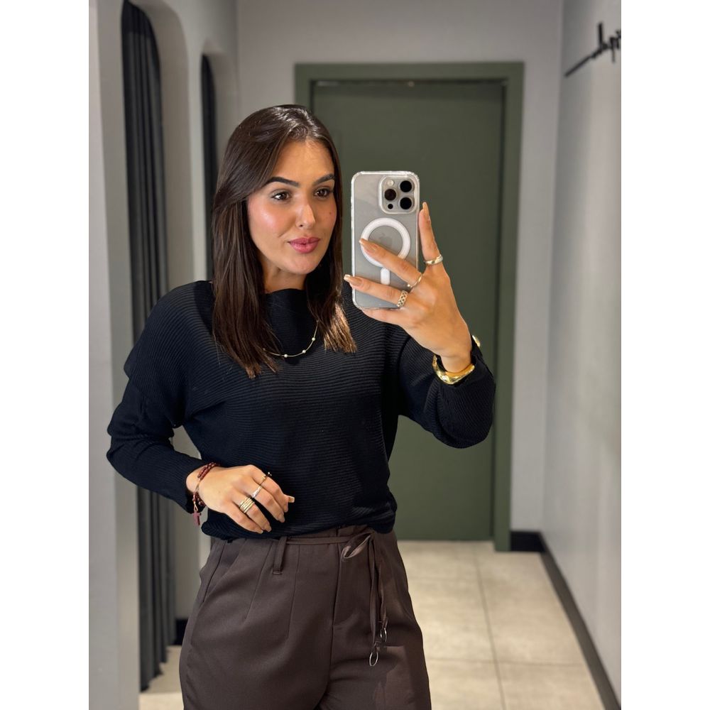 BLUSA ELIANA TRICOT PRETO