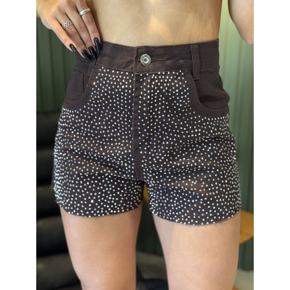 SHORT BRILHO MAVIE MARROM