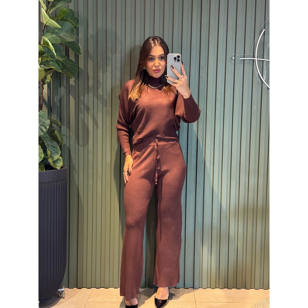 CONJUNTO MANUELA TRICOT MARROM