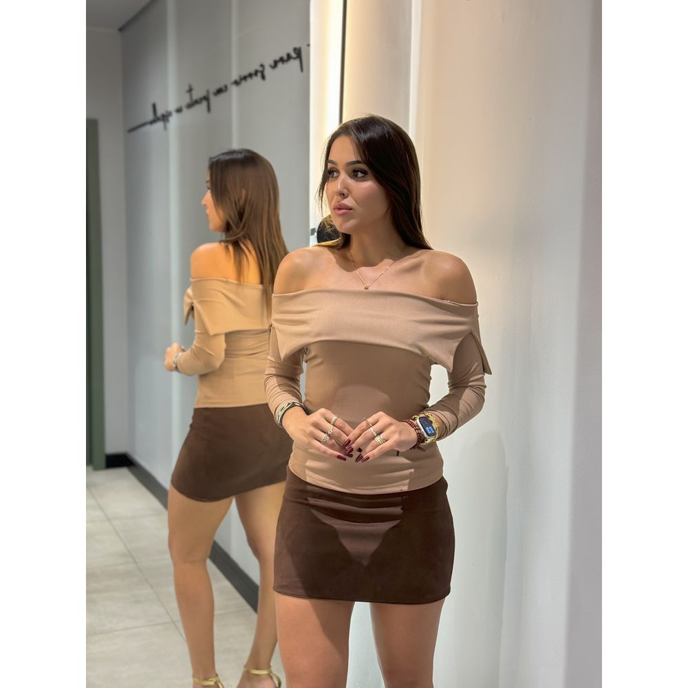 BLUSA ALICEA CÓS DOBRADO CAPUCCINO