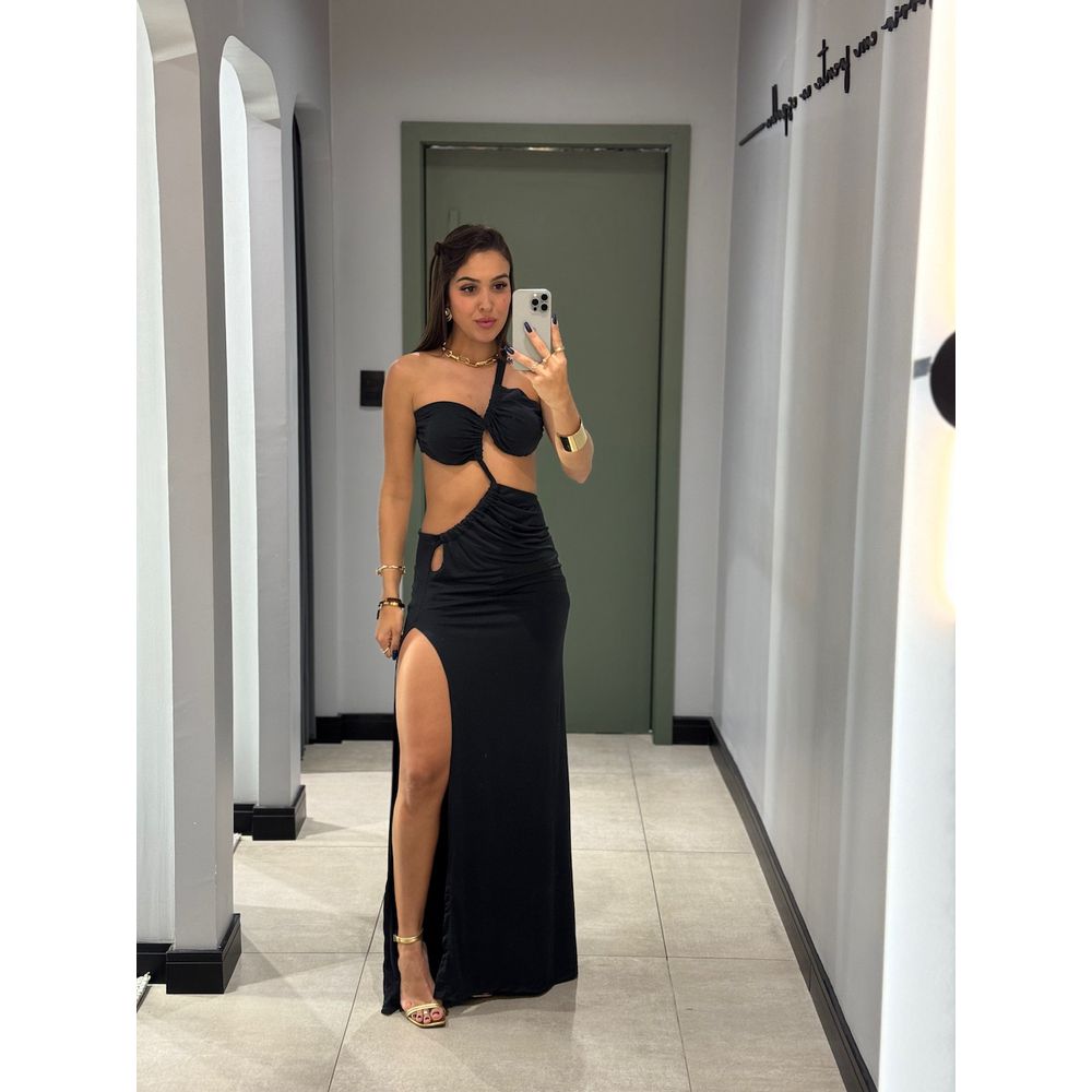 VESTIDO KIM NULA MANGA PRETO