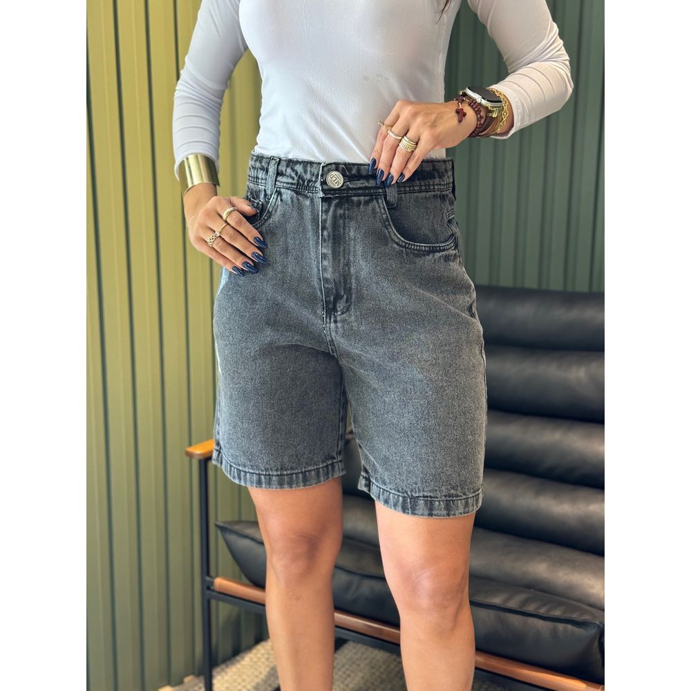 BERMUDA JEANS BLACK JEANS PRETO