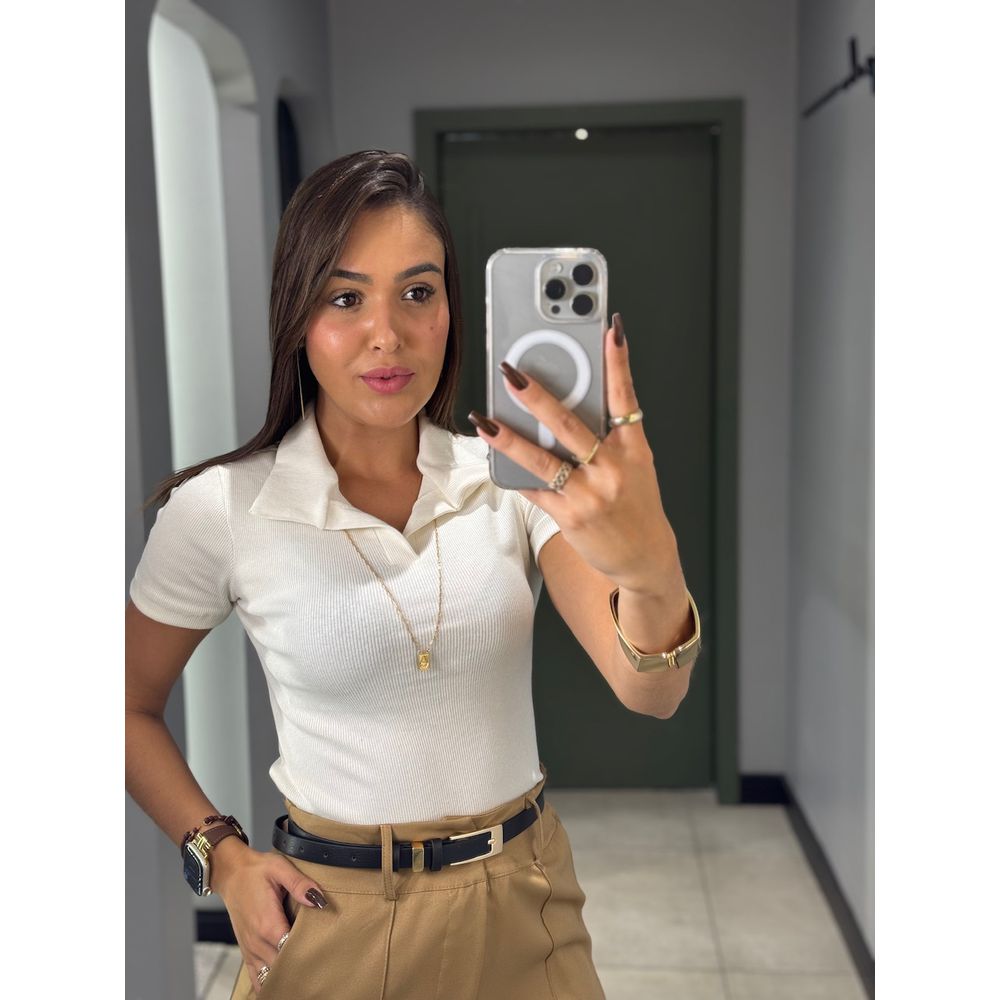 BABY LOOK POLO ANA OFF WHITE