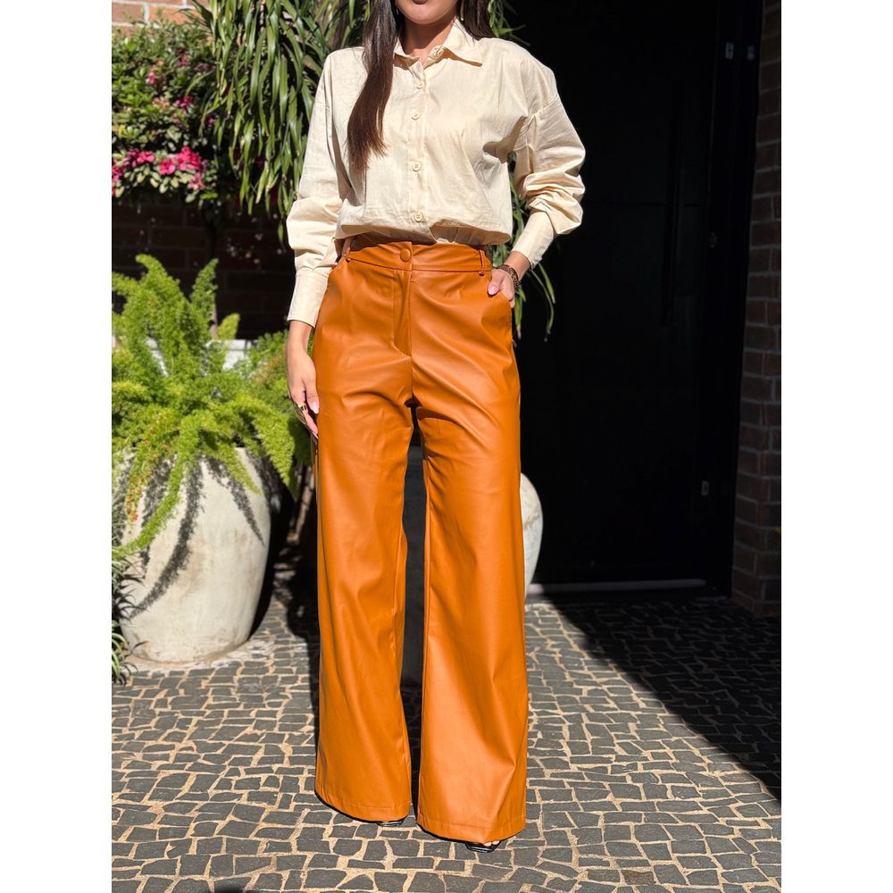 CALÇA MANUELA COURO TERRA COTA