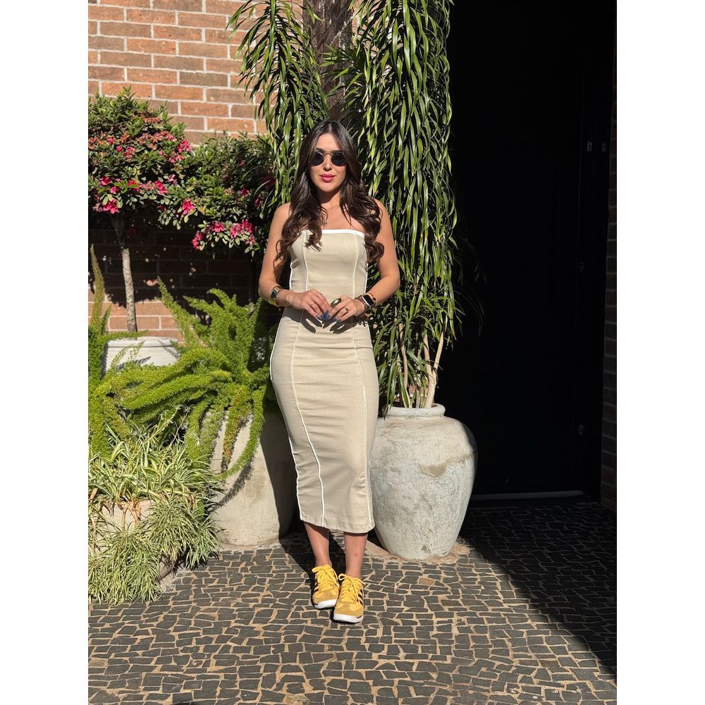 VESTIDO IRIS MIDI AREIA