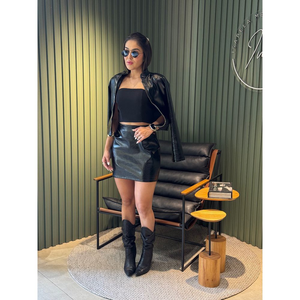CONJUNTO LARA COURO PRETO