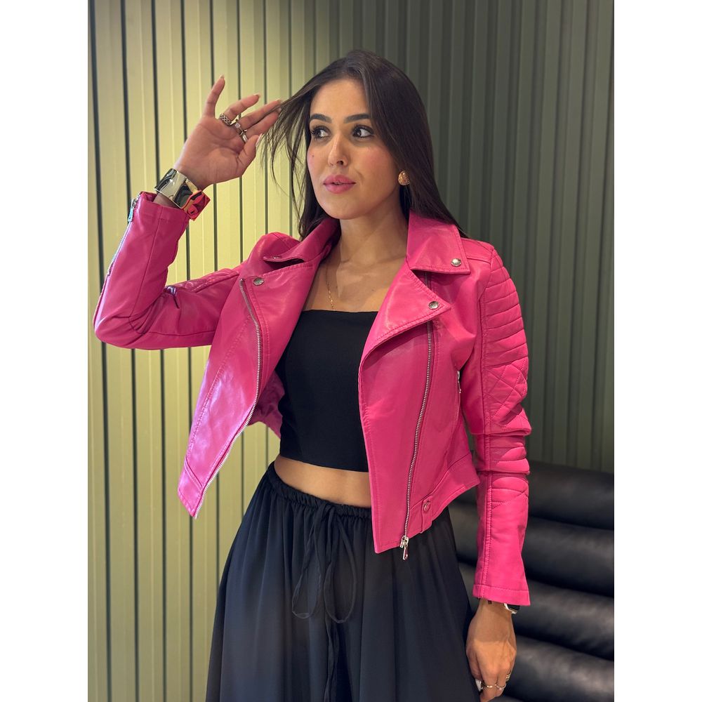 JAQUETA COURO ISIS PINK