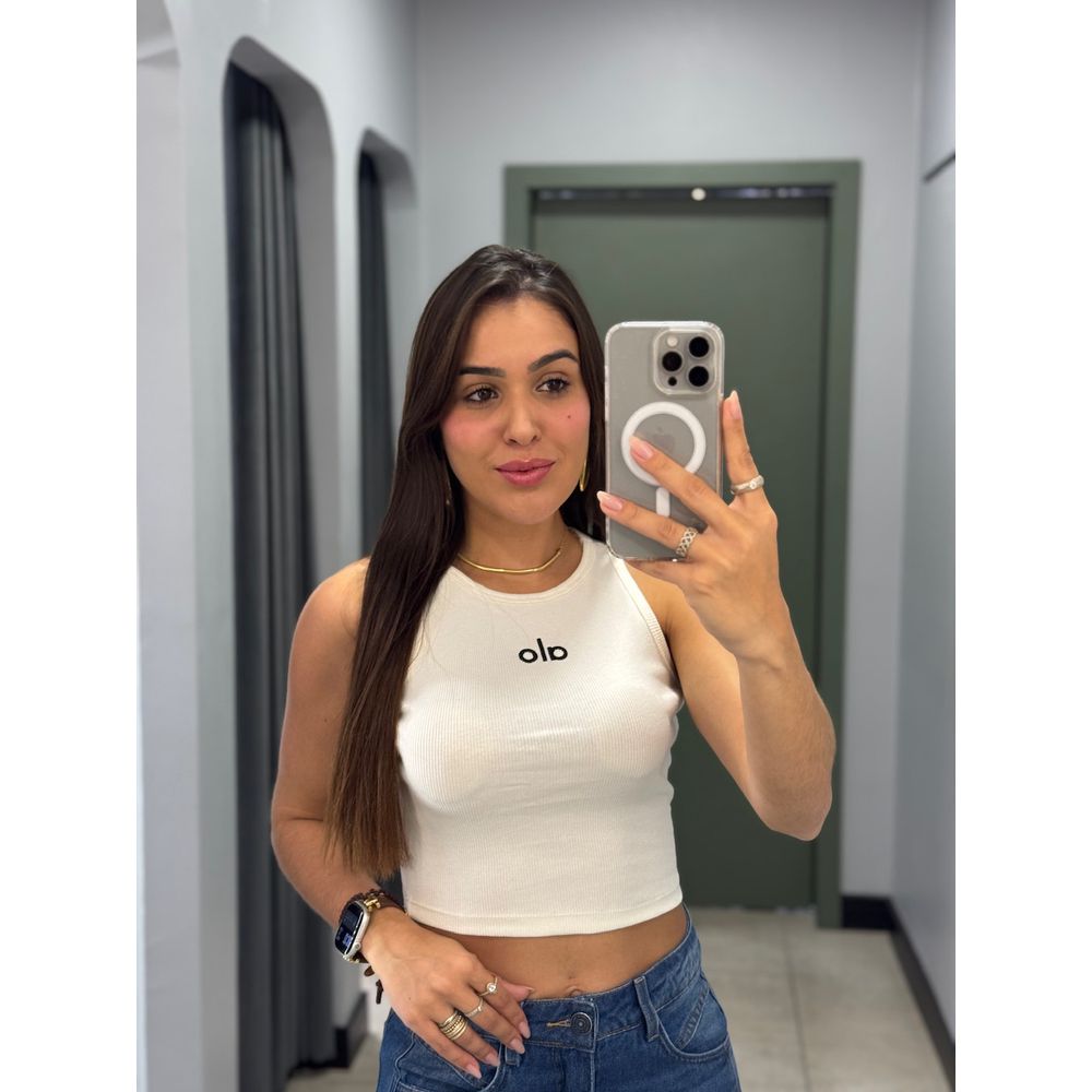 CROPPED ALO CANELADO OFF WHITE