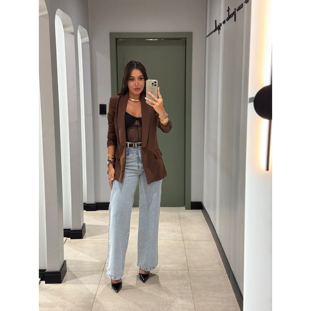 BLAZER MAIA ALFAIATARIA MARROM