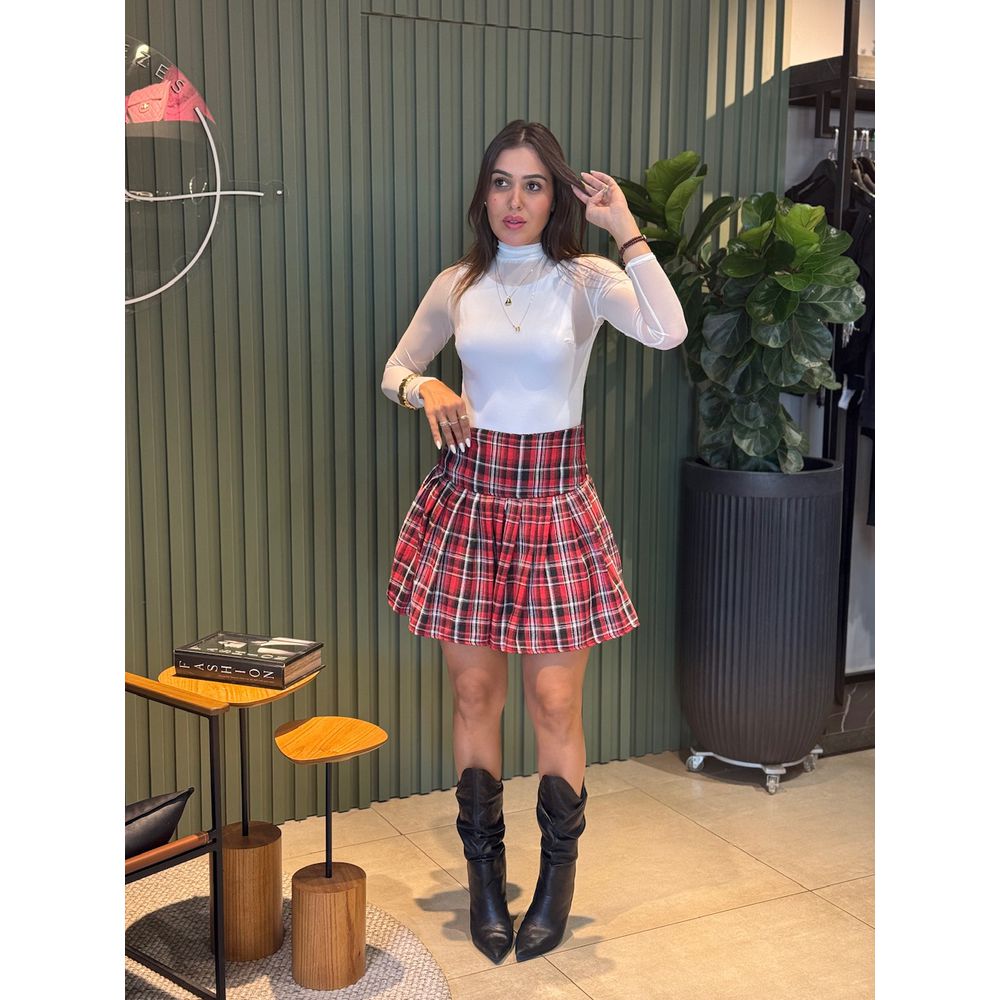 SAIA BABADO ANA XADREZ VERMELHO