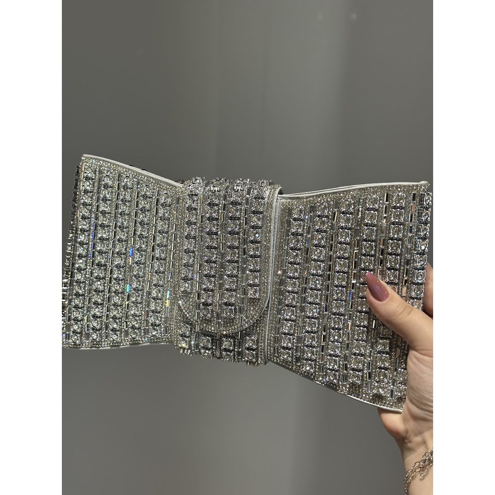 CLUTCH LAÇO PEDRARIA PRATA