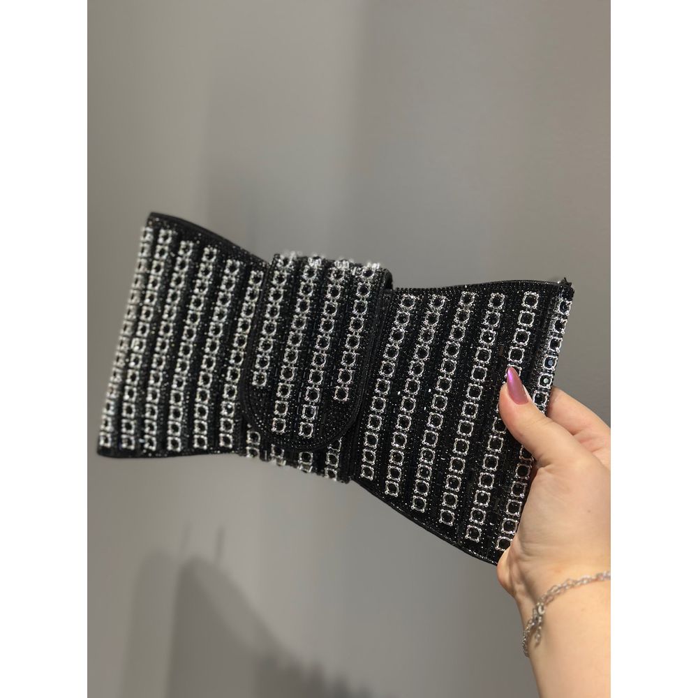 CLUTCH LAÇO PEDRARIA PRETO