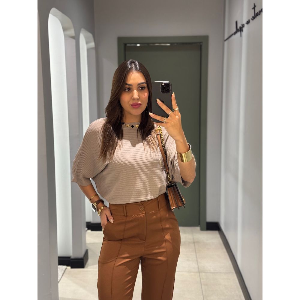 BLUSA HELENA MANGUINHAS CAQUI