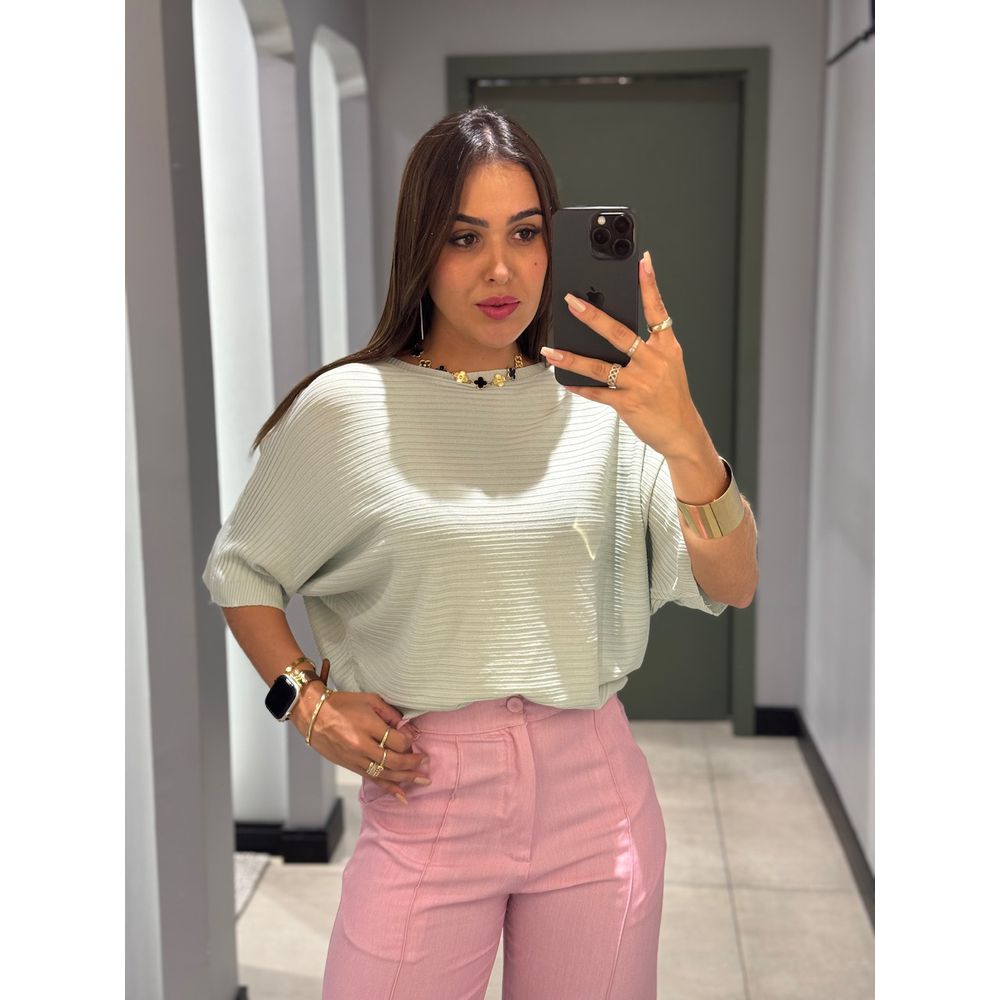 BLUSA HELENA MANGUINHAS VERDE 