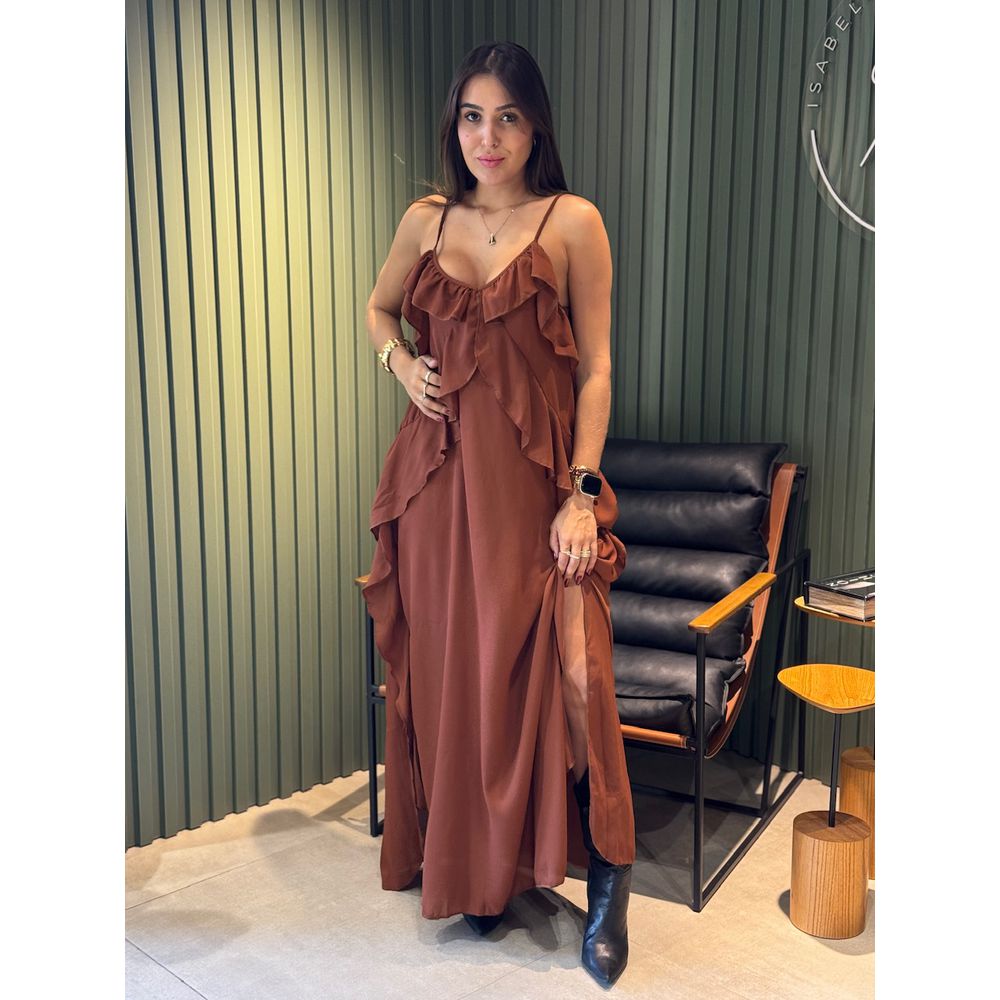VESTIDO JULIA LONGO MARROM
