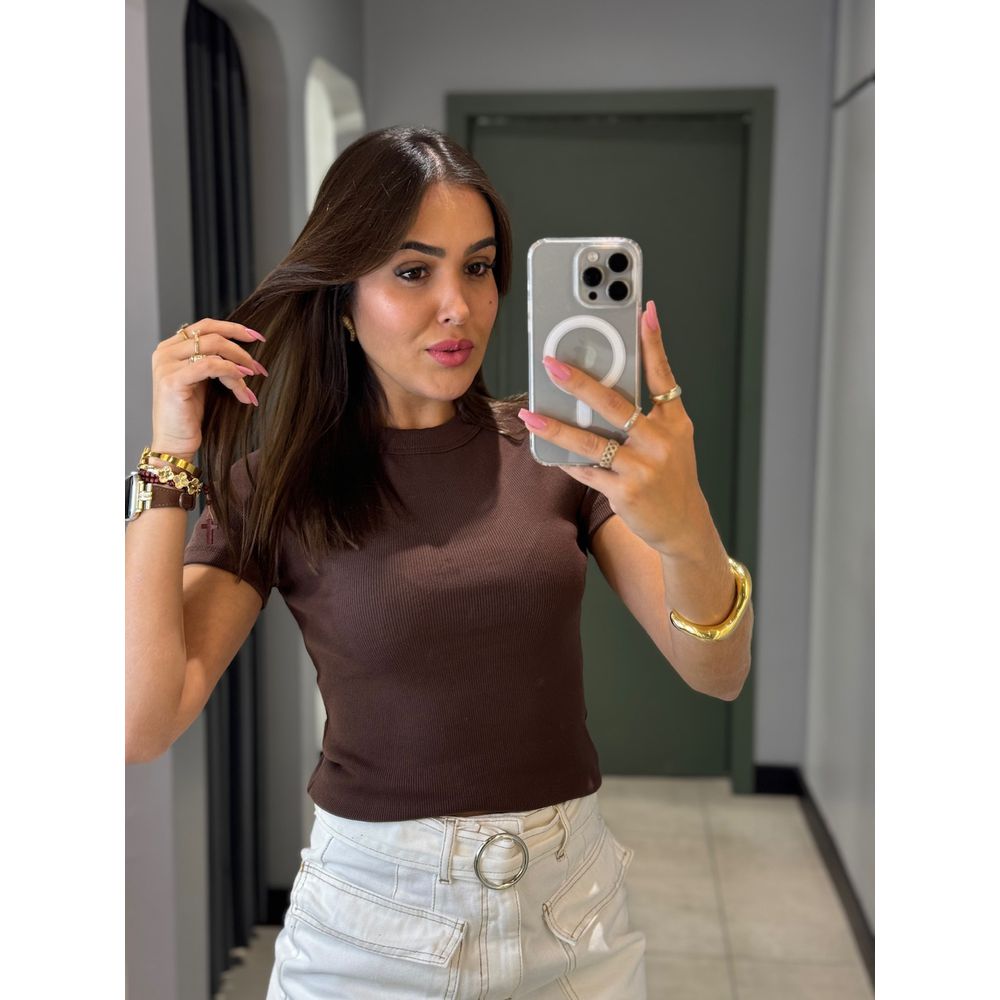 BLUSA BABY LOOK MARROM