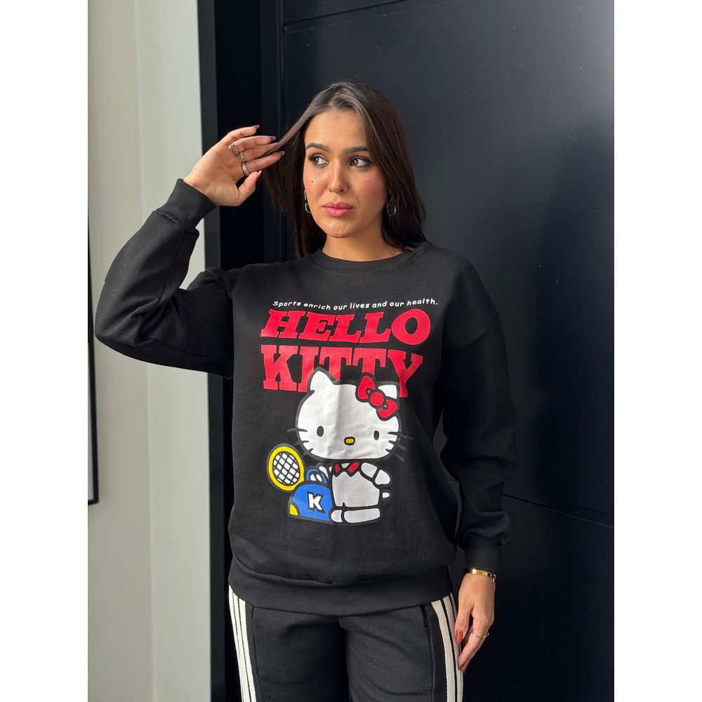 MOLETOM HELLO KITTY PRETO