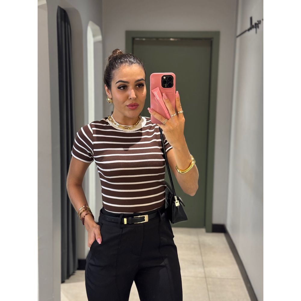 BABY LOOK LISTRADA MARROM
