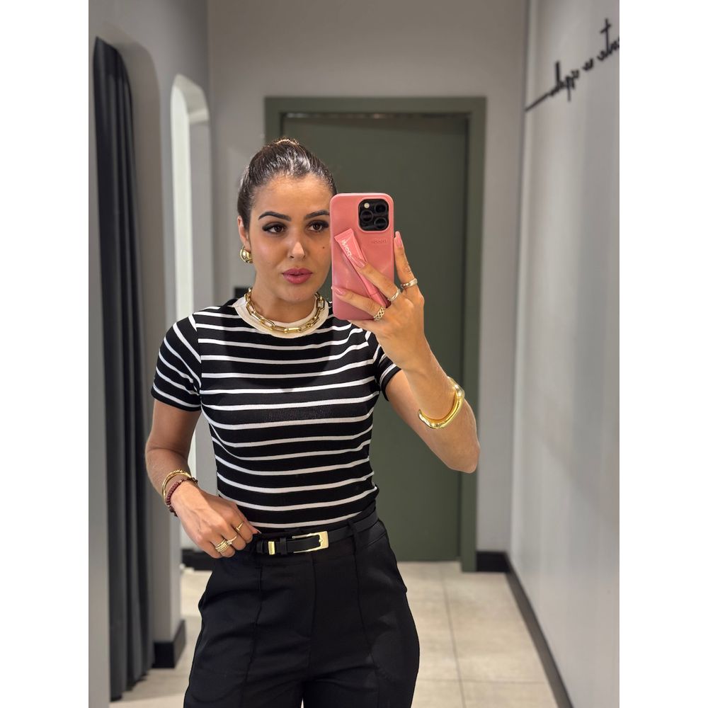 BABY LOOK LISTRADA PRETO