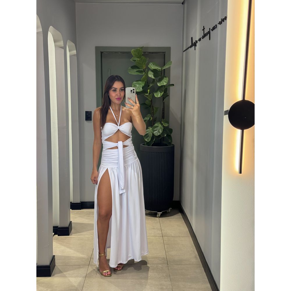 VESTIDO SARAH BABADO BRANCO