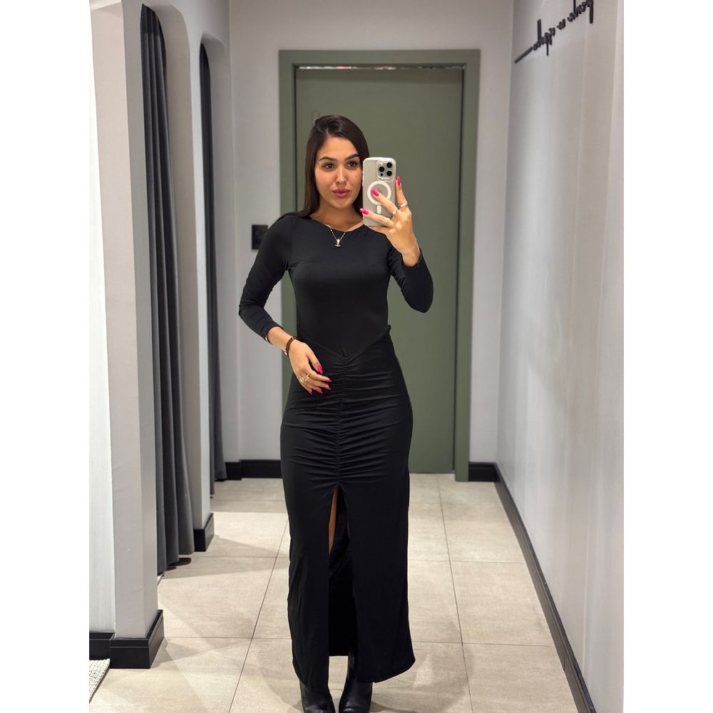 VESTIDO GRECIA DRAPEADO PRETO
