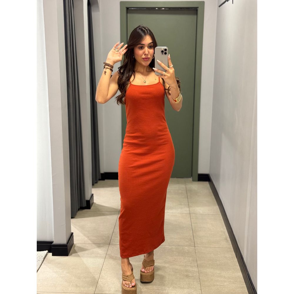 VESTIDO CARLA MIDI LARANJA