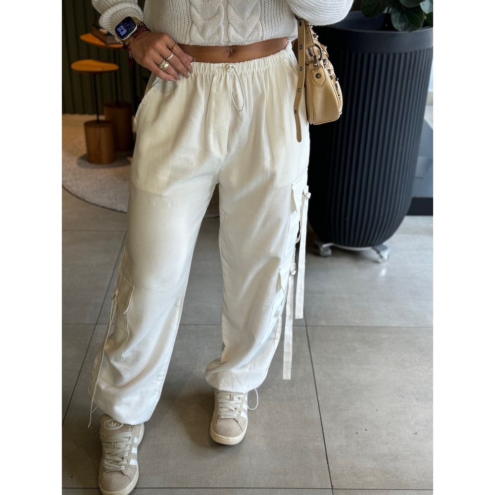 CALÇA JOGGER CÓS ELASTICO OFF WHITE