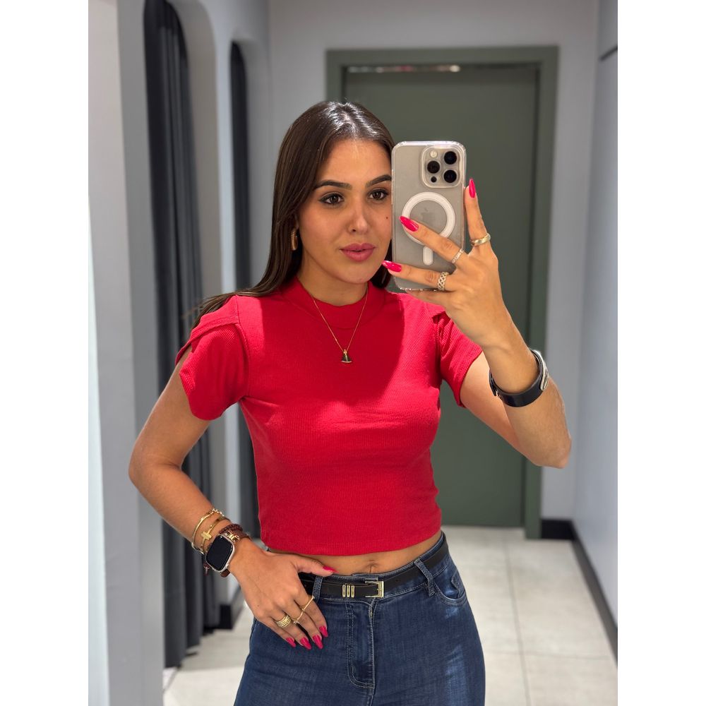 CROPPED LIVIA CANELADO VERMELHO