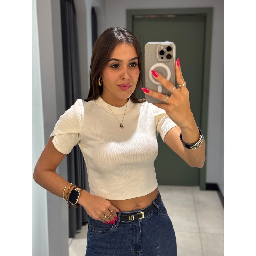 CROPPED LIVIA CANELADO OFF WHITE